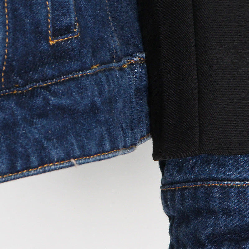 Denim Splicing Slim Blazer