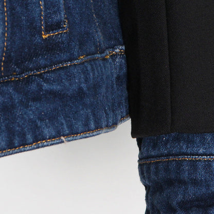 Denim Splicing Slim Blazer