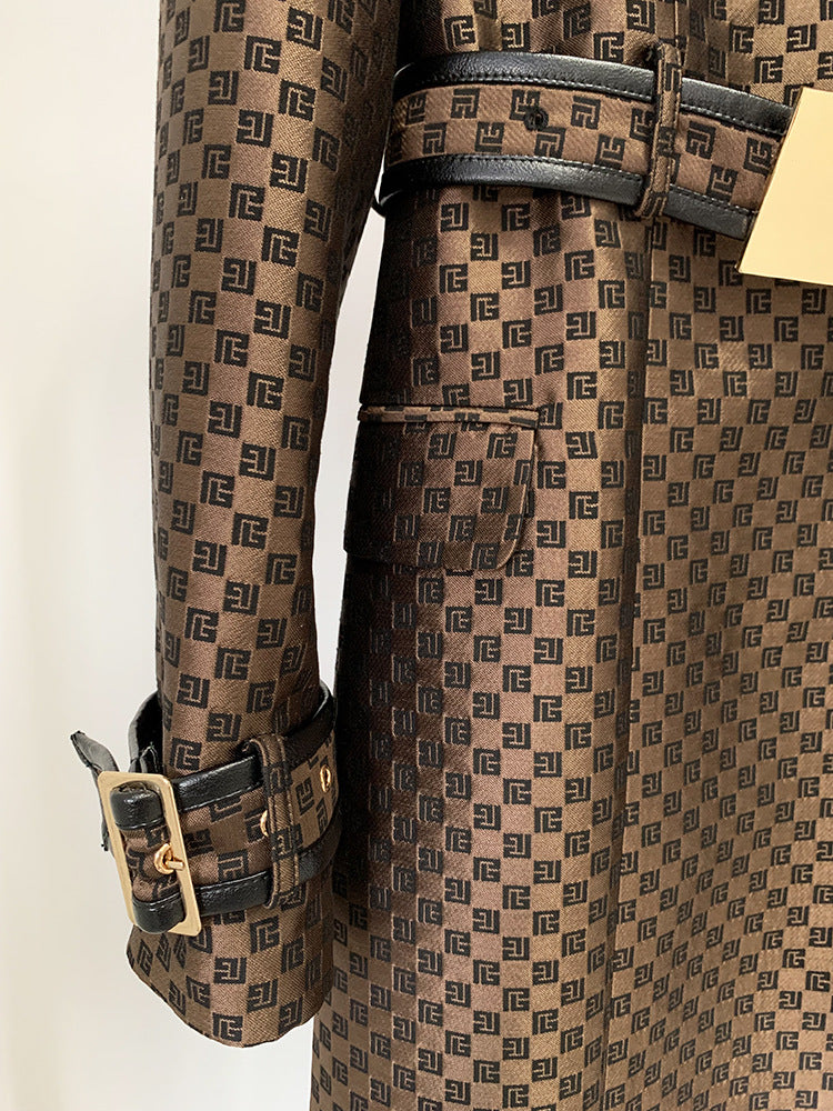 Jacquard Maze Trench Coat