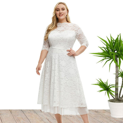 Elegant Semi Formal Midi Lace Dress