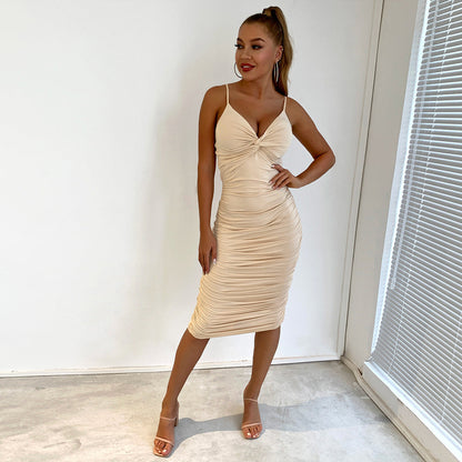 Corset Ruffle Slim Knee Length Dress