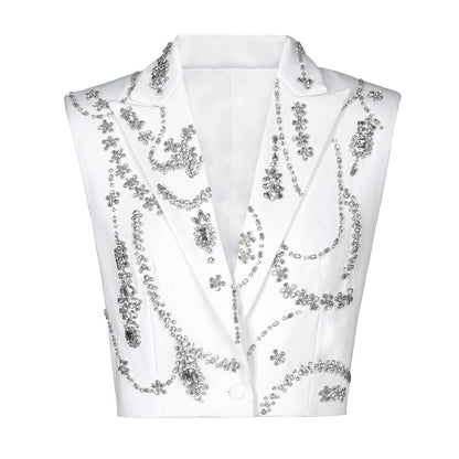 Rhinestone Sleeveless Business Vest