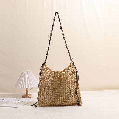 Casual Versatile Cotton Rope Cutout Rope Shoulder Bag