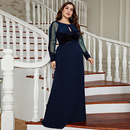 Plus Size Evening Dress Long Sleeves Gown