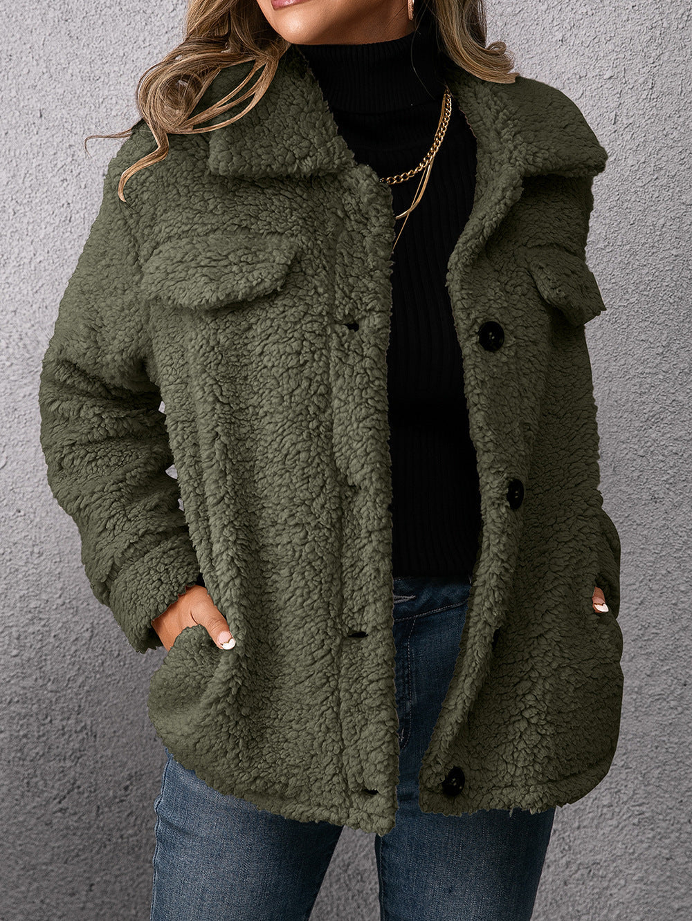 Plush Lamb Wool Trench Coat Jacket