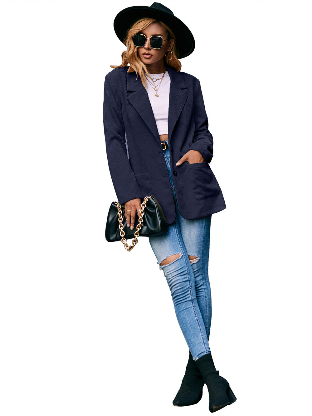 Corduroy Single-Breasted Blazer