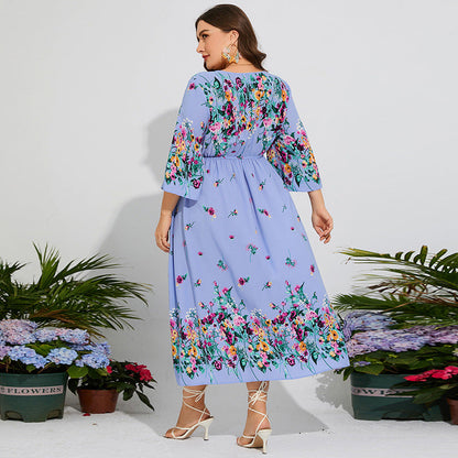 Floral Chiffon Flare Sleeve Day Dress
