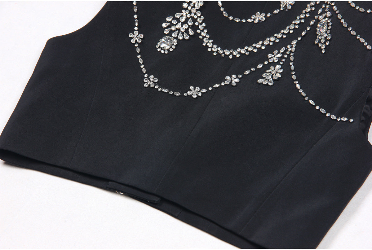 Rhinestone Sleeveless Business Vest