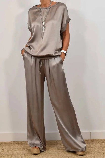 Trendy Loose Shirt & Wide Leg Pants Sets