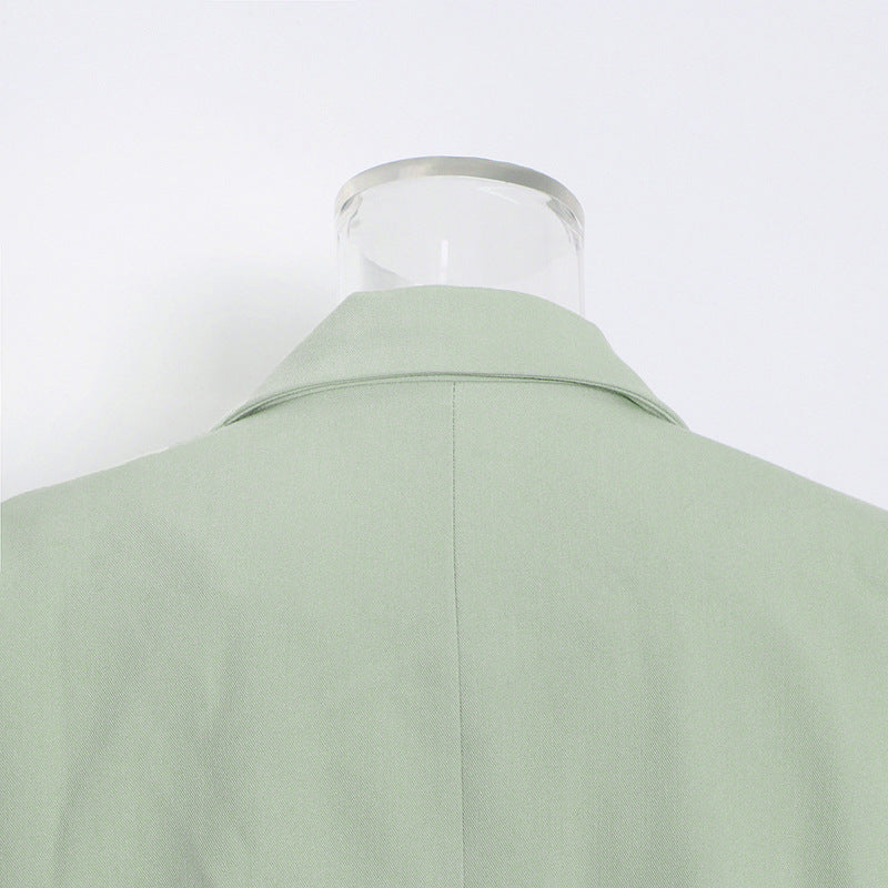 Matcha Green Slim Trench Coat Blazer