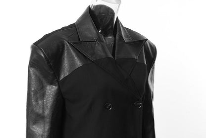 Plaid Leather Trench Coat