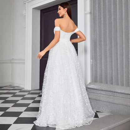 Off Shoulder Evening Dress Elegant Wedding Dress