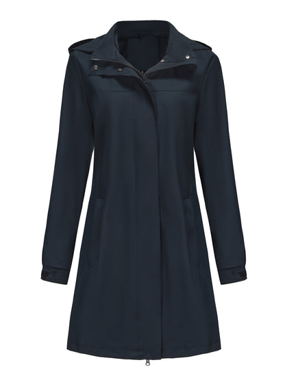 Solid Color Long Sleeve Windbreaker Coat
