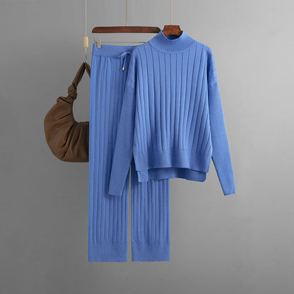 Mock Neck Sweater Set Solid
