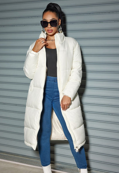 Solid Zipped Long Cotton Jacket