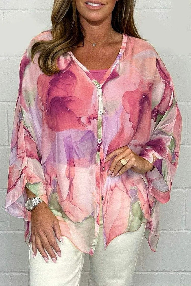 Summer Floral Printed Chiffon Shirt