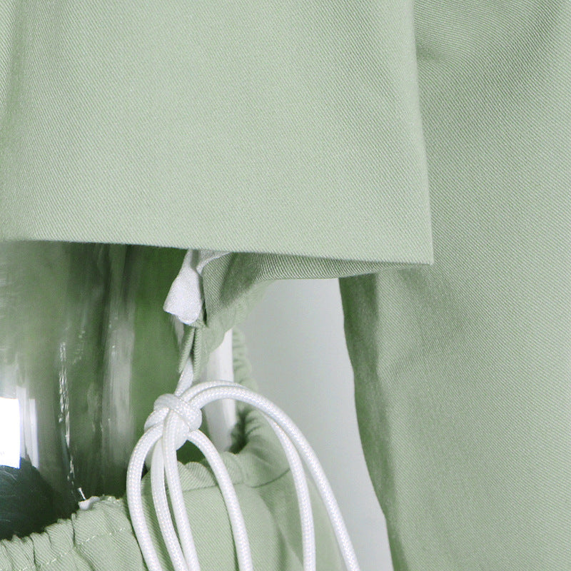 Matcha Green Slim Trench Coat Blazer