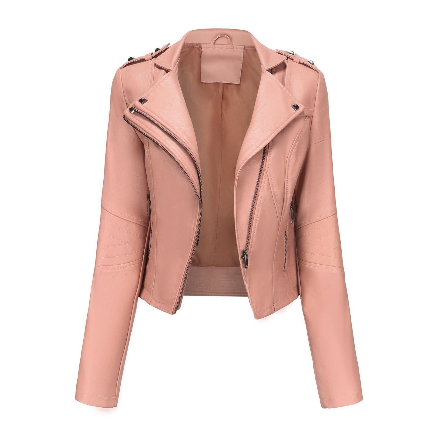 Slim Fit Long Sleeved Leather Jacket