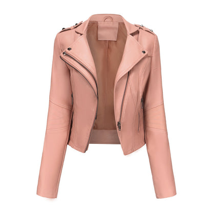 Slim Fit Long Sleeved Leather Jacket