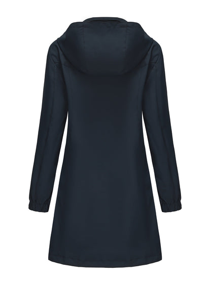 Solid Color Long Sleeve Windbreaker Coat