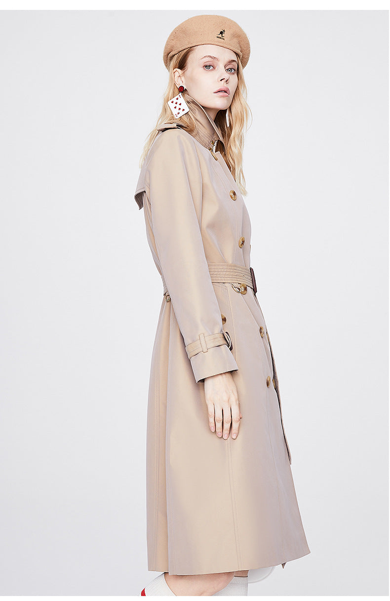 Solid Color Slim Fit Trench Coat