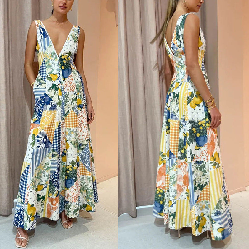 Sleeveless V-neck Dress