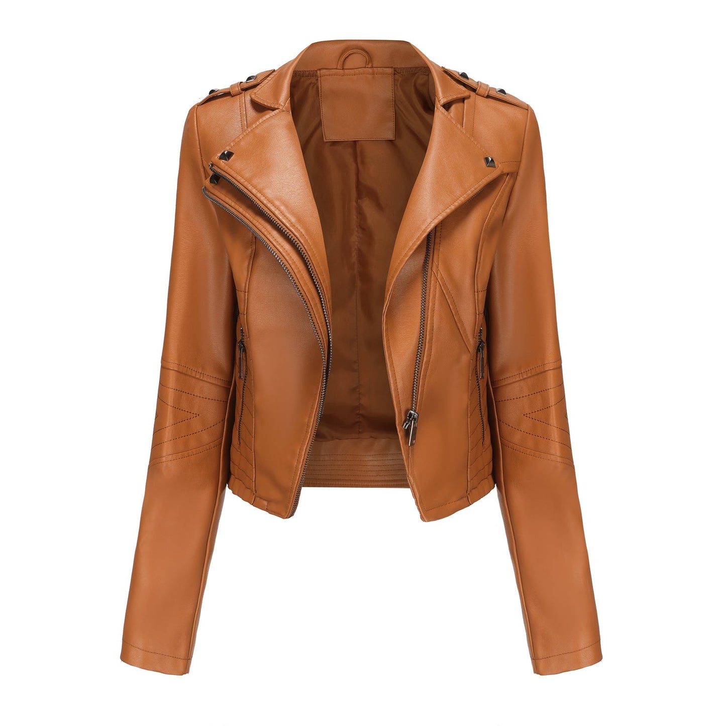 Slim Fit Long Sleeved Leather Jacket