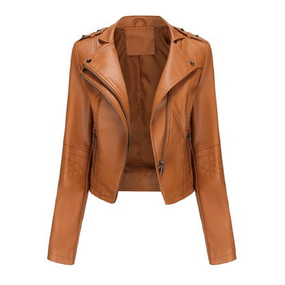 Slim Fit Long Sleeved Leather Jacket