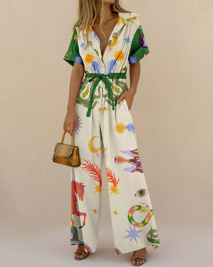 Printed Cotton Jumpsuit
