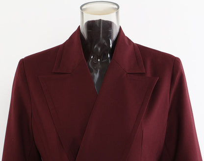 Angola Red Mid-Length Blazer Trench Coat