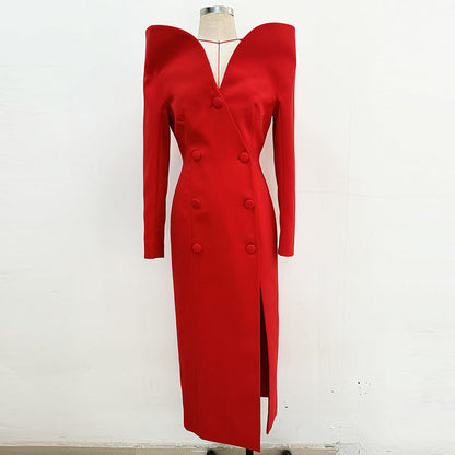 Star Design Slim Trench Coat Dress