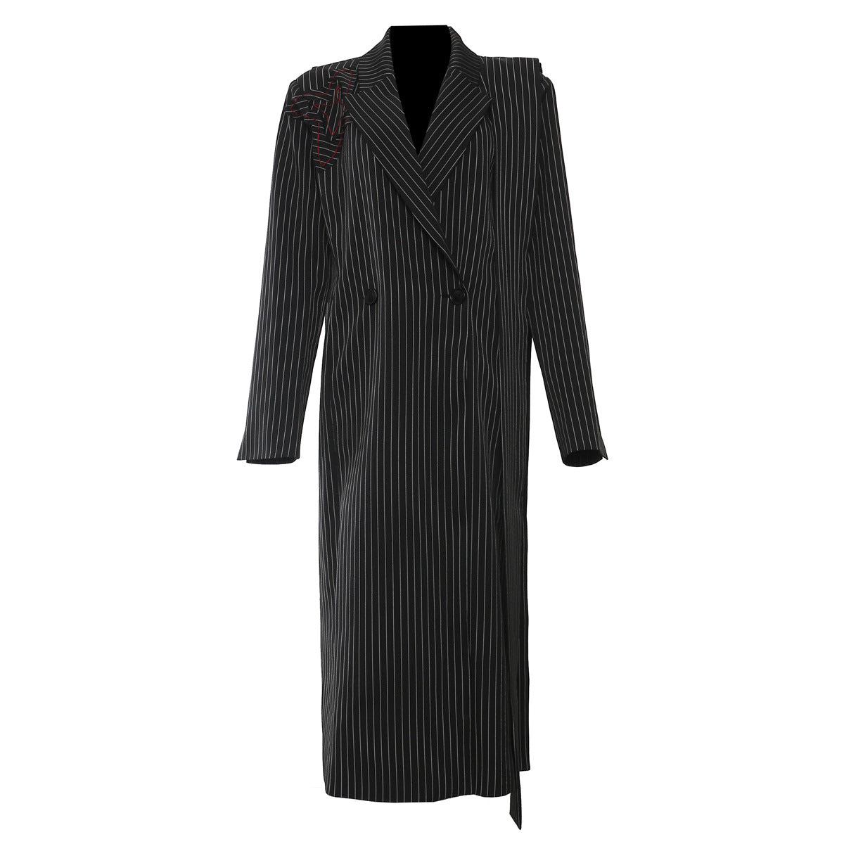 Striped Floral Long Blazer Coat