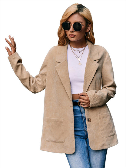 Corduroy Single-Breasted Blazer