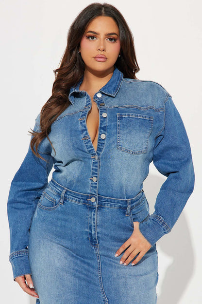 Denim Long Sleeve Trench Coat Dress