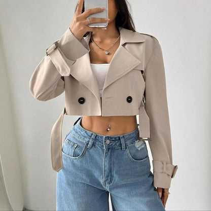 Belt Short Trench Short Jacket