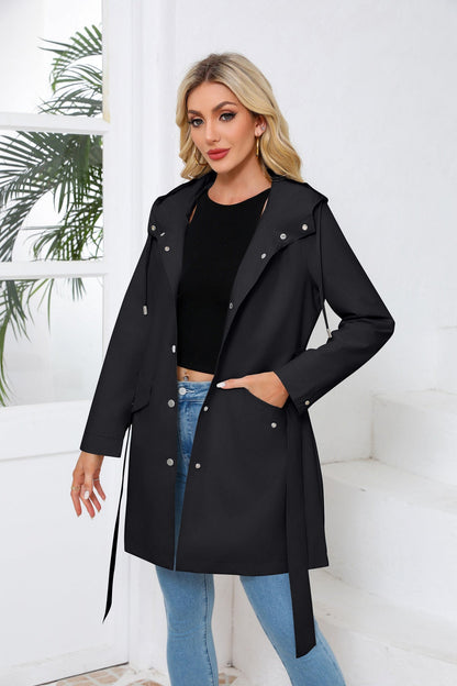 Hooded Waterproof Loose Trench Coat