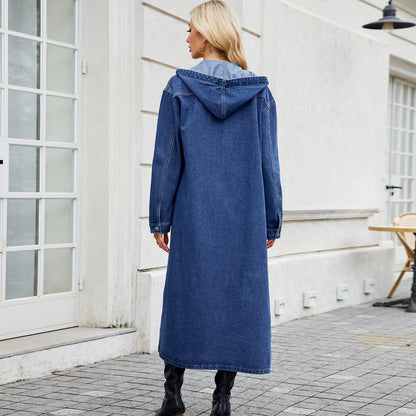Washed Hooded Denim Coat