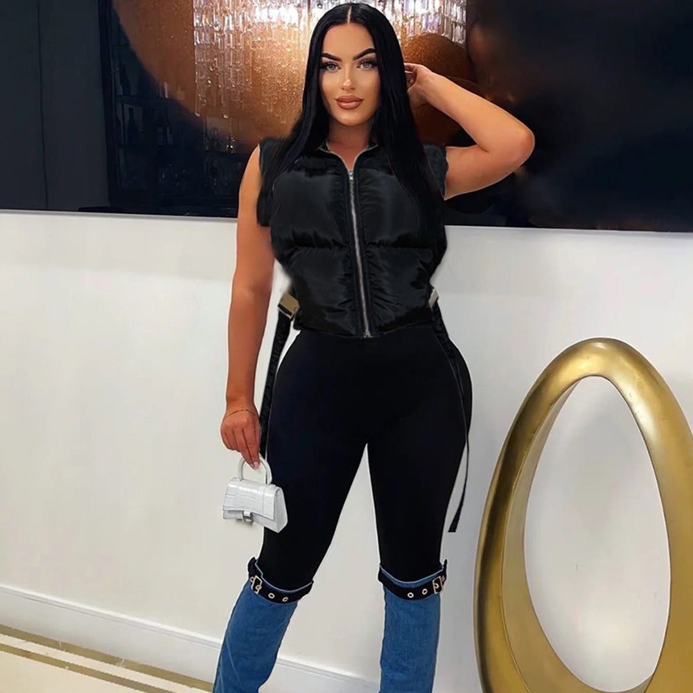 Cotton Padded Zipper Vest Coat