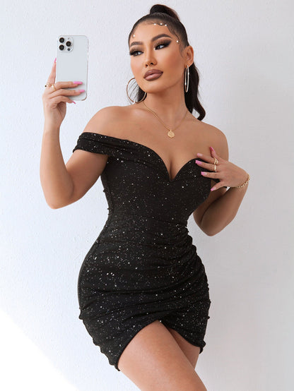 Off Shoulder Mini Sheath Dress