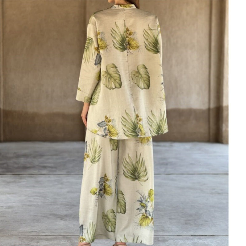 Cotton Linen Printed Long Sleeve Set