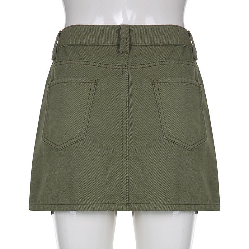 Solid Color Low Waist Slim Fit Skirt