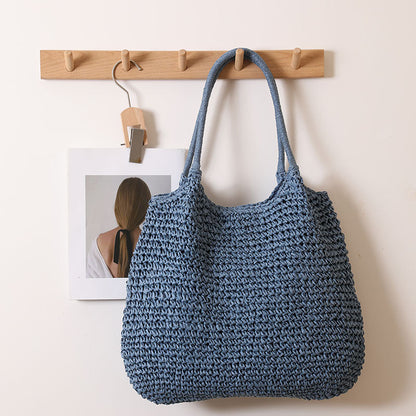 Large Capacity Tote Straw Bag Casual Shoulder Woven Bag