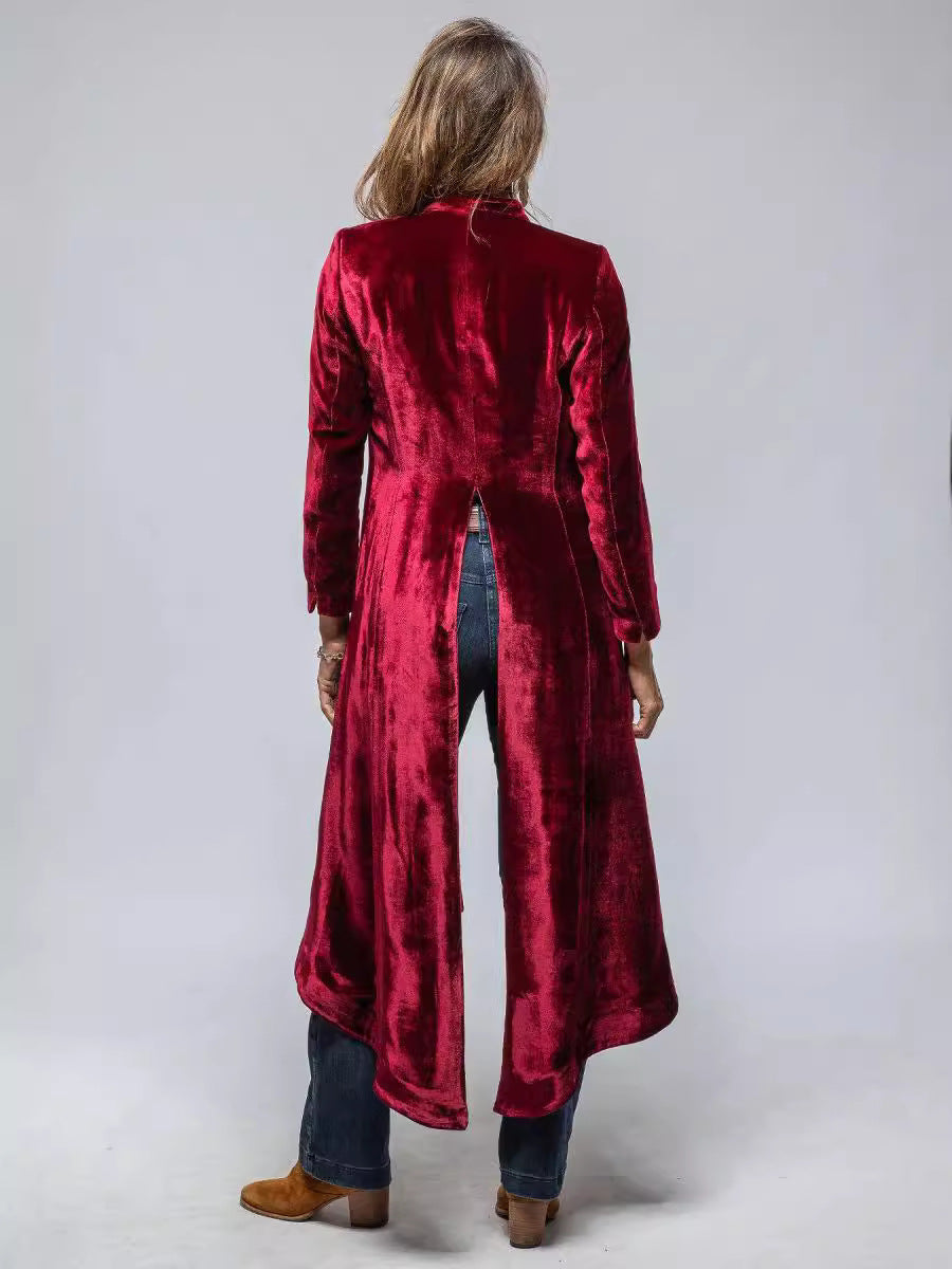 Velvet Long Split Long Coat