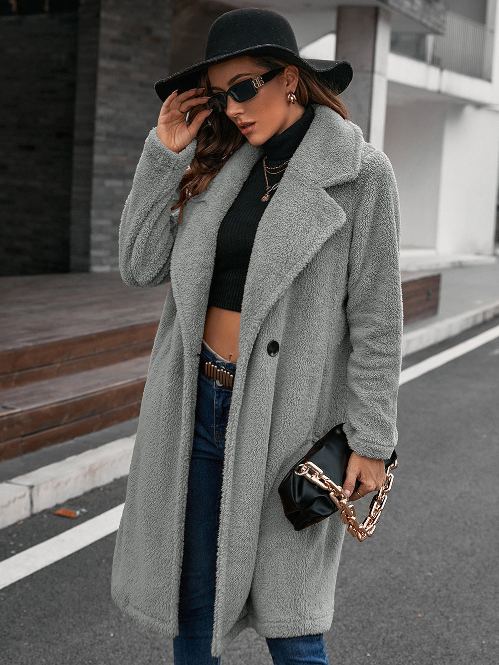 Plush Lamb Wool Trench Coat