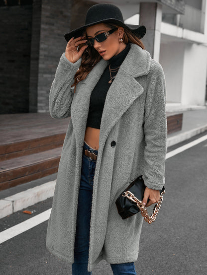 Plush Lamb Wool Trench Coat