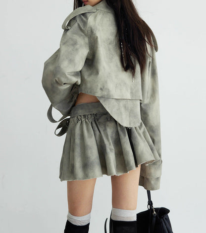 Camouflage Ink Skirt Suit