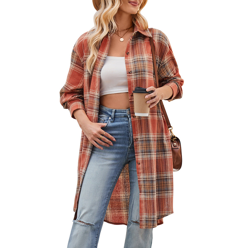 Plaid Loose Coat Shirt