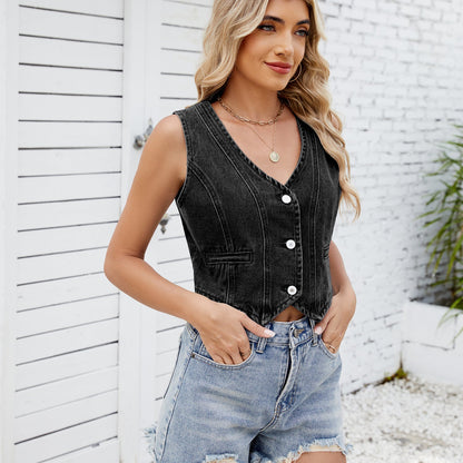 Washing Denim Vest Top