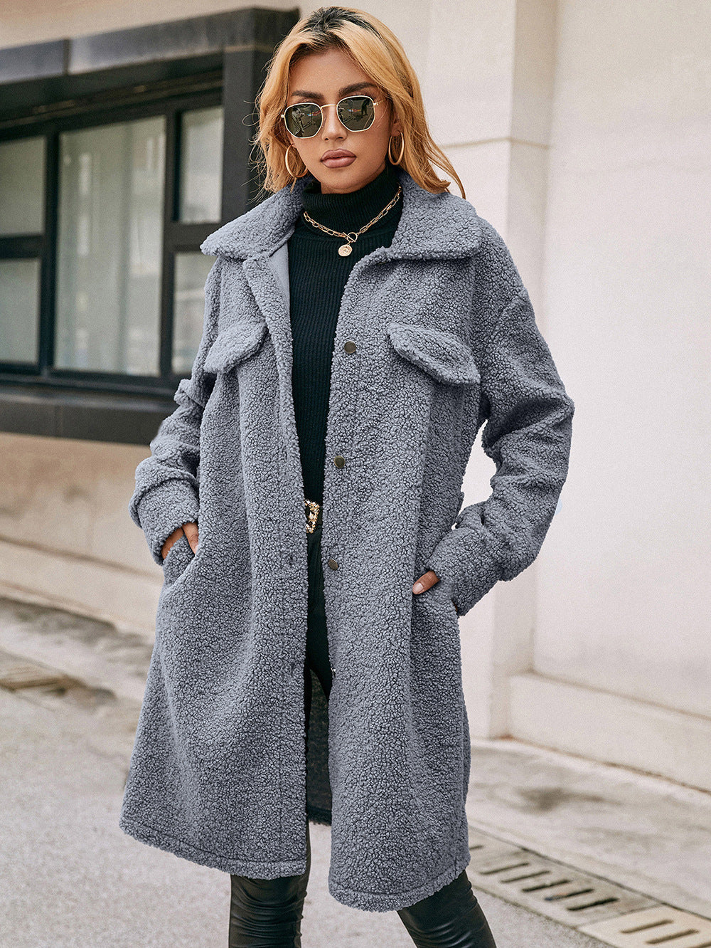 Woolen Plush Trench Coat Jacket
