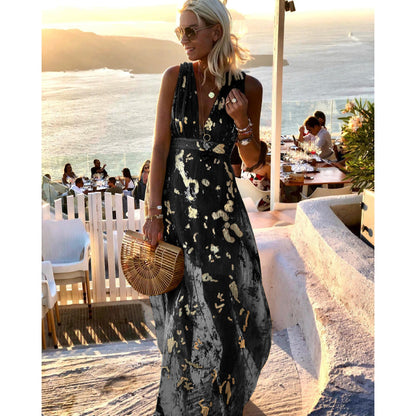 Sexy Plunge V Neck Resort Dress